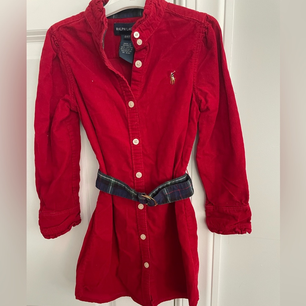 Ralph Lauren Vibrant Red Corduroy Dress